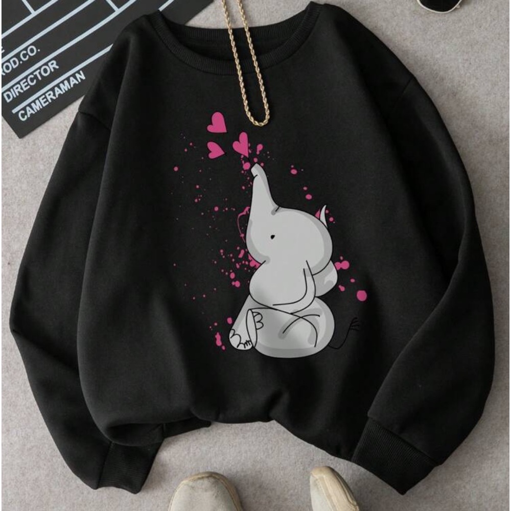 (SOLD). Black elephant sweatshirt (SOLD)